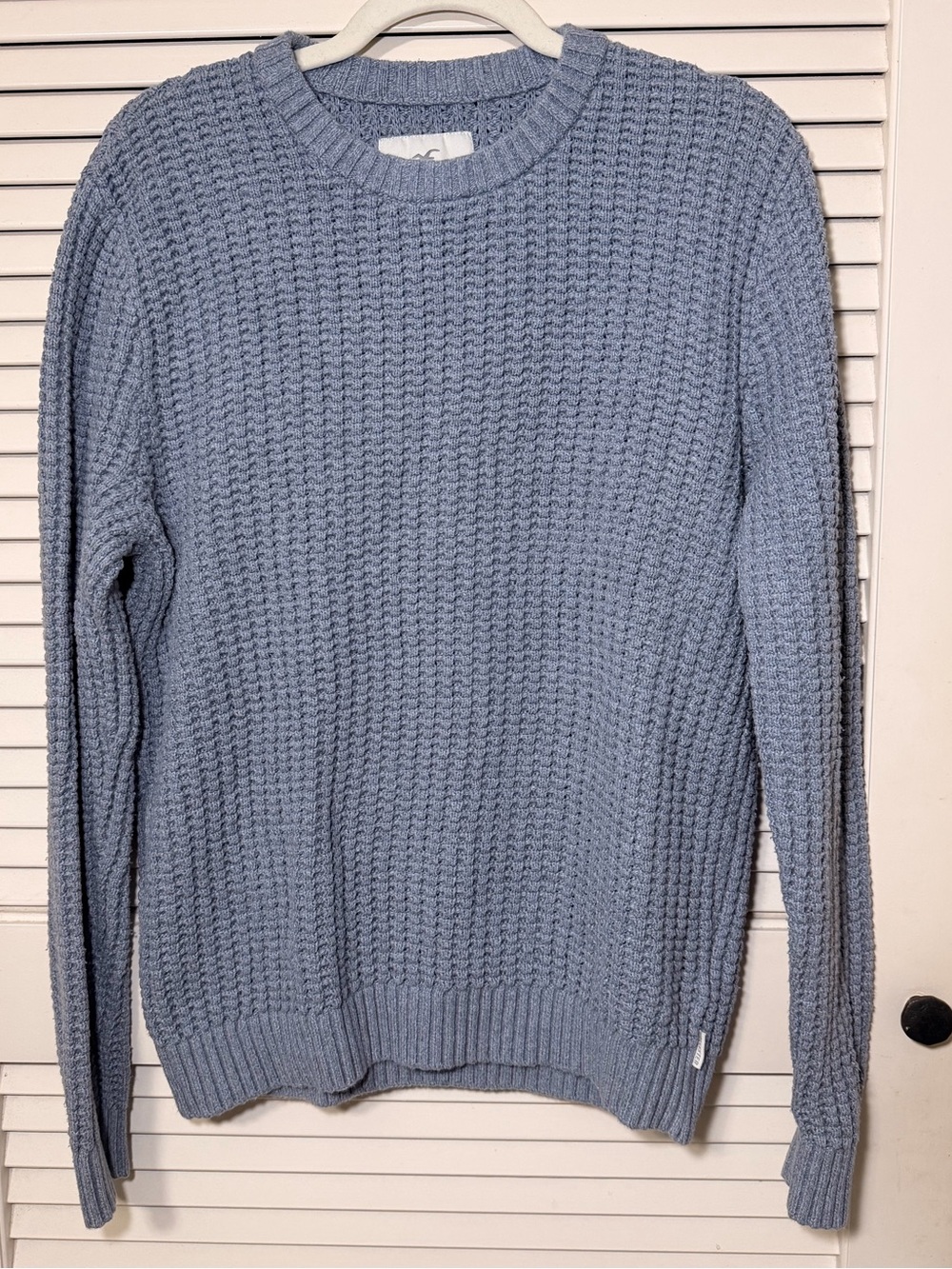 Hollister Light Blue Waffle Knit Crewneck Sweater